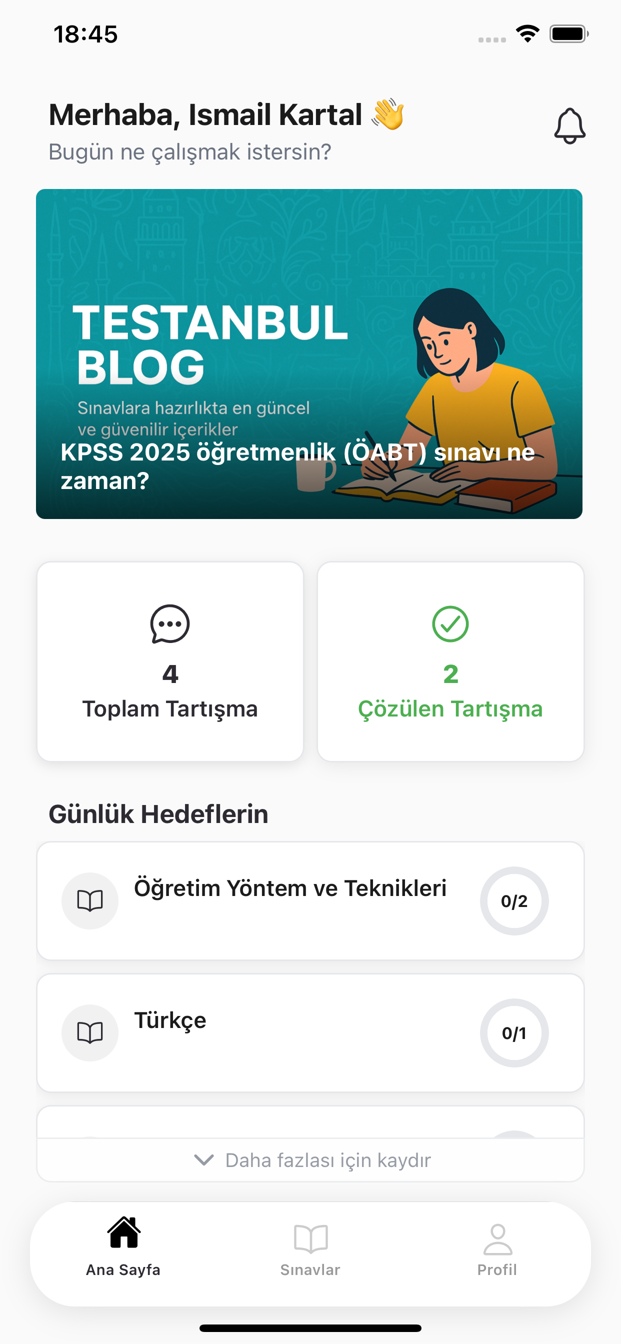 KPSS Testanbul uygulama gorunumu